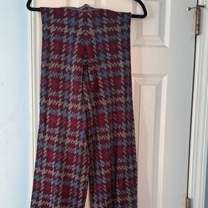 NATURAL LIFE Red and Blue Houndstooth Wide Leg Pants